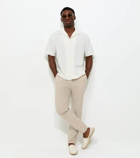 Men's Stone Regular Cotton Rich Tapered Trousers