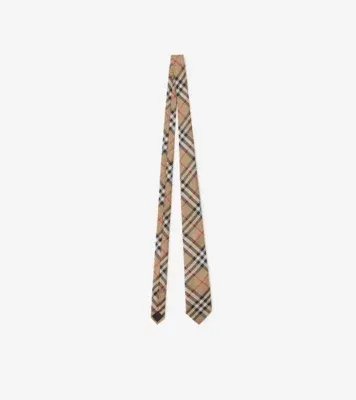 Check Silk Tie in Archive beige