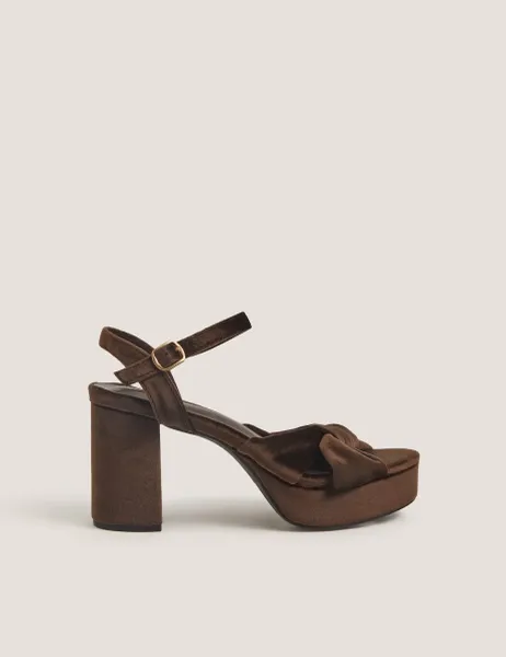Monsoon Velvet Platform Sandals Chocolate