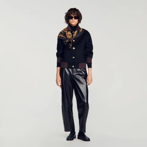 SANDRO Short coat with contrast collar