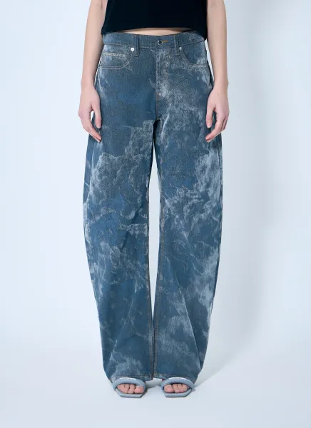 Low Rise Clouding Flocking Jeans