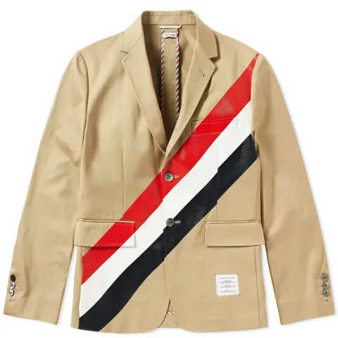 Diagonal Stripe Unconstructed Blazer