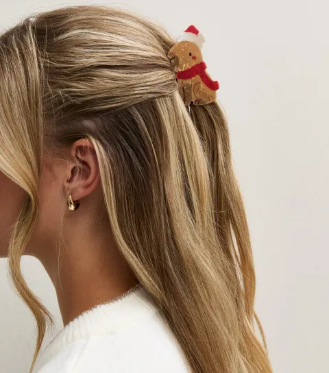 New Look Brown Christmas Capybara Hair Claw Clip