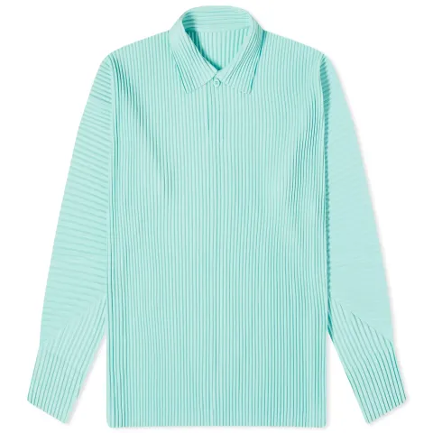 Pleated Long Sleeve Polo