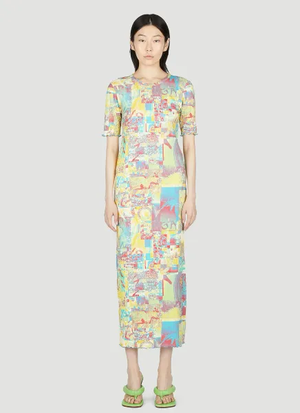Printed Rib Jersey Maxi Dress