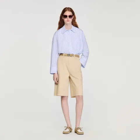 Cotton Bermudas with cutout flowers