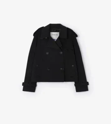 Cropped Cashmere Mayfair Trench Jacket in Black