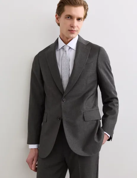 Jaeger Tailored Fit Pure Wool Suit Jacket Charcoal