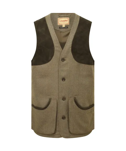 Schöffel Country Ptarmigan Tweed Waistcoat II - Loden Green Herringbone Tweed