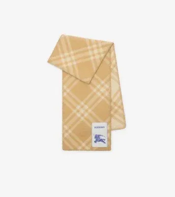 Check Wool Scarf in Sand beige