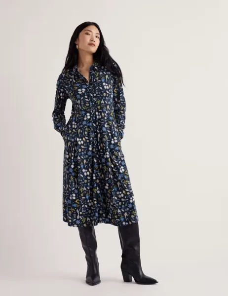 Seasalt Cornwall Cotton Rich Printed Midi Waisted Dress