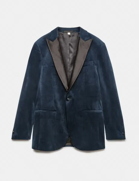 Marks & Spencer Tailored Fit Velvet Tuxedo Jacket Navy