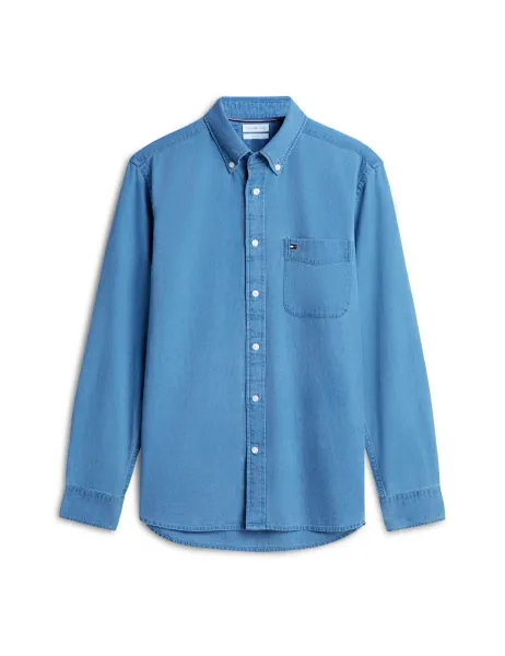 Tommy Hilfiger Regular Fit Pure Cotton Dobby Shirt Blue