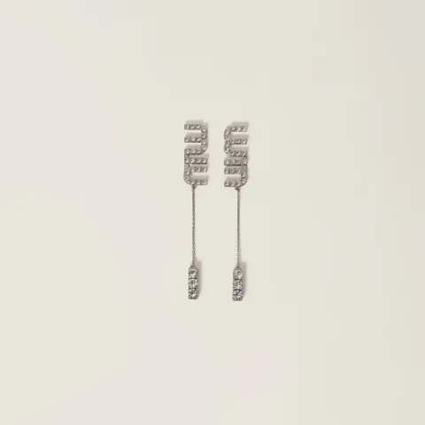Pendant earrings with crystals