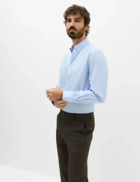 Marks & Spencer Regular Fit Ultimate Non Iron Pure Cotton Shirt Light Blue