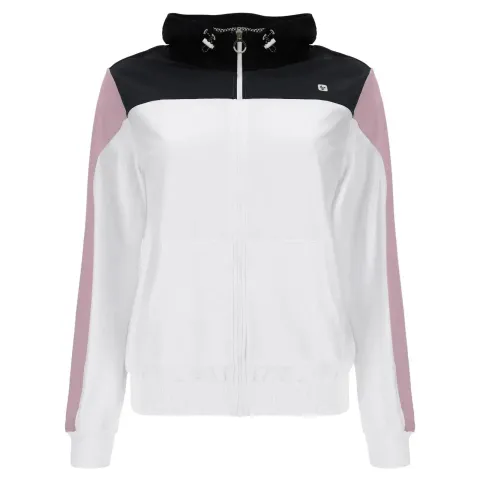 Freddy Zip Up Hoodie - White + Mauve Sleeve