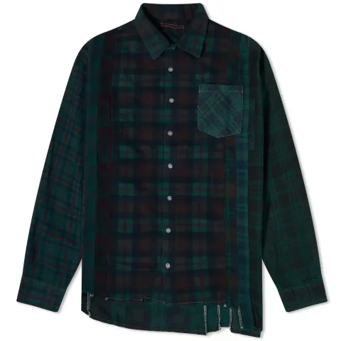 7 Cuts Wide Over Dyed Flannel Shirt