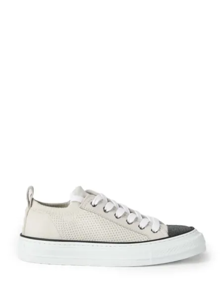 Cotton Knit Sneakers White