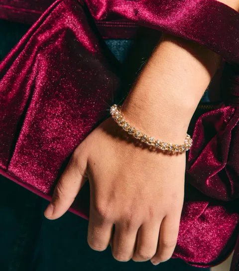 Gold Tone Chunky Link Diamante Rope Bracelet