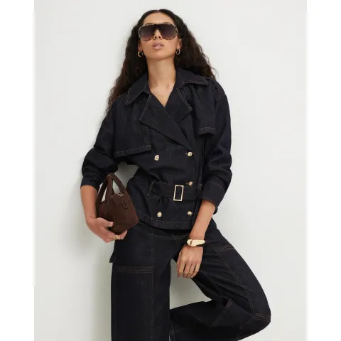 River Island Denim Belted Trench Jacket
