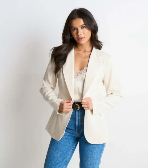 Women's Off White Seamed Breasted Blazer