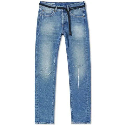 Diagonal Window Slim Ripped Jean