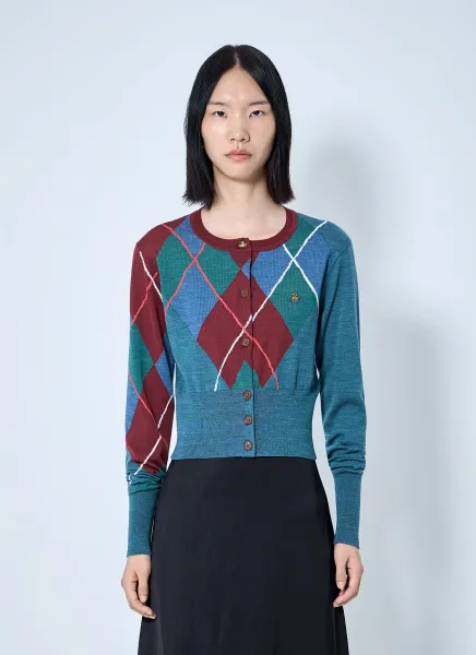 Argyle Cropped Cardigan