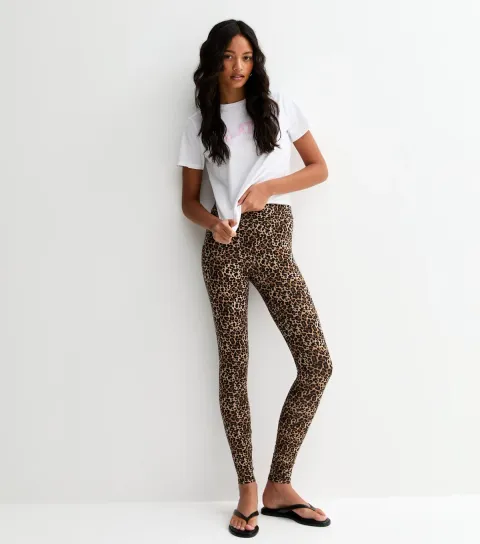 Women's Brown Leopard Print High Waist Leggings