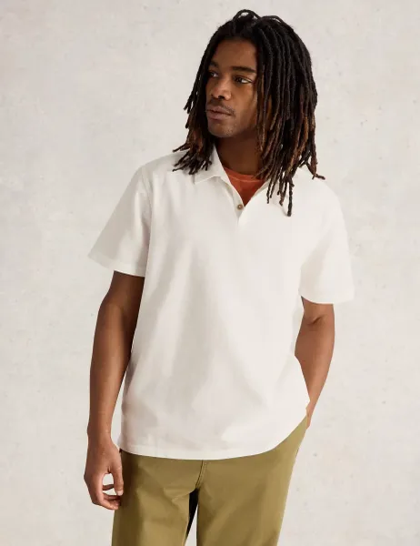 White Stuff Pure Cotton Polo Shirt Natural