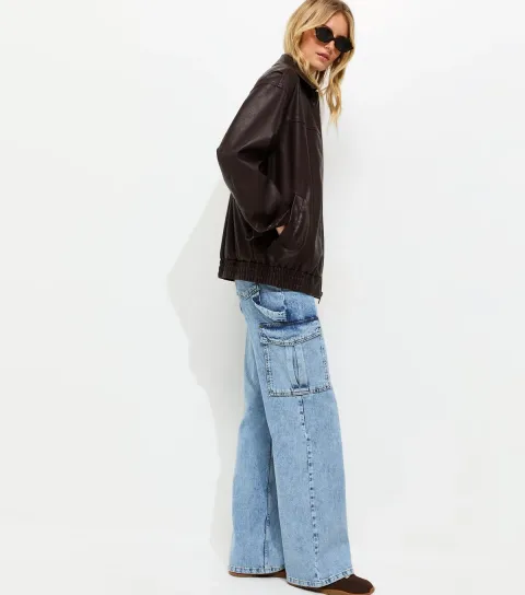 Women's Tall Blue Cargo Pocket Jeans