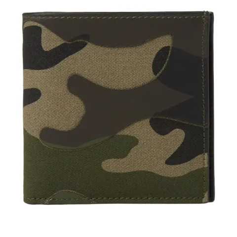 Camouflage Leather & Canvas Billfold Wallet