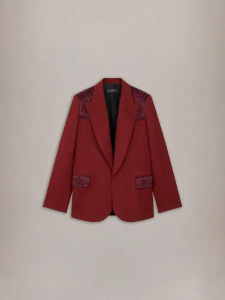 WESTERN SINGLE BREASTED STUDDED BLAZER - Brick