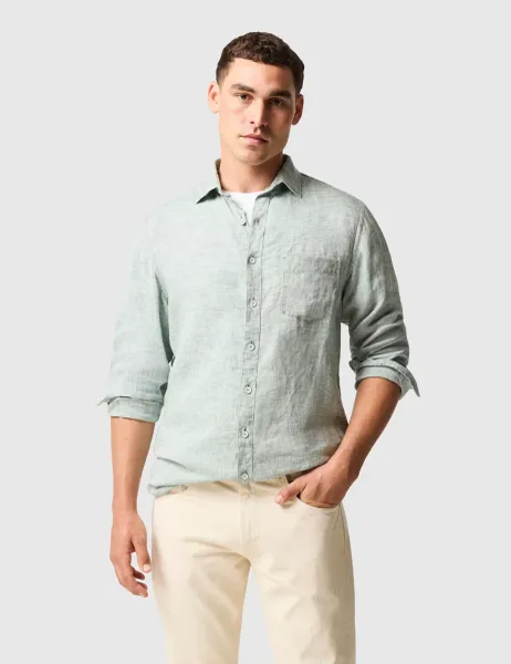 Rodd & Gunn Coromandel Slim Fit Pure Linen Shirt Light Teal
