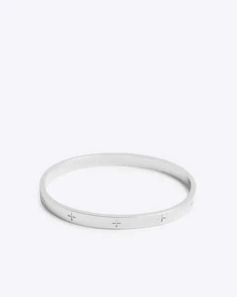 River Island Steel Metal Rhodium Circle Bangle