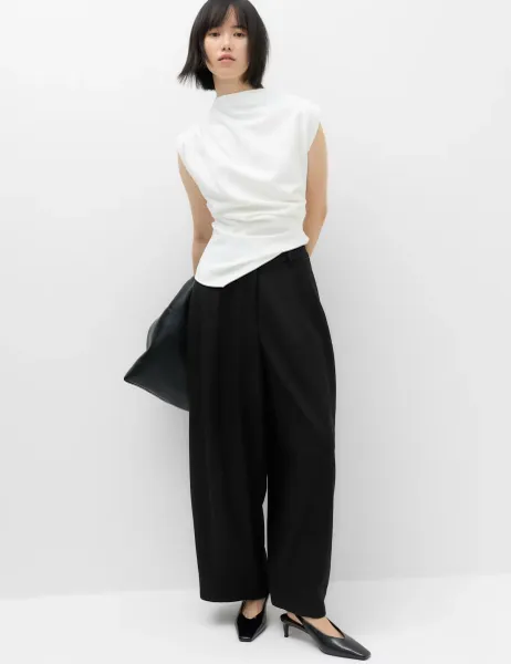 Marks & Spencer Barrel Leg Trousers Black