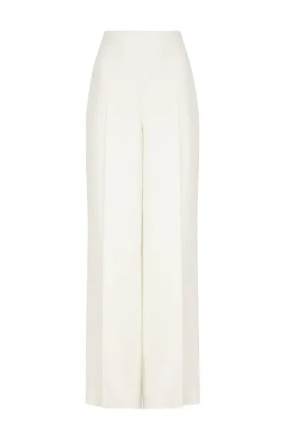 Wide Leg Trousers in Plain Ivory Faille - Paloma