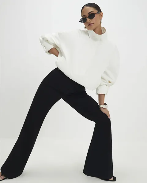 River Island Petite High Rise Relaxed Flare Jeans