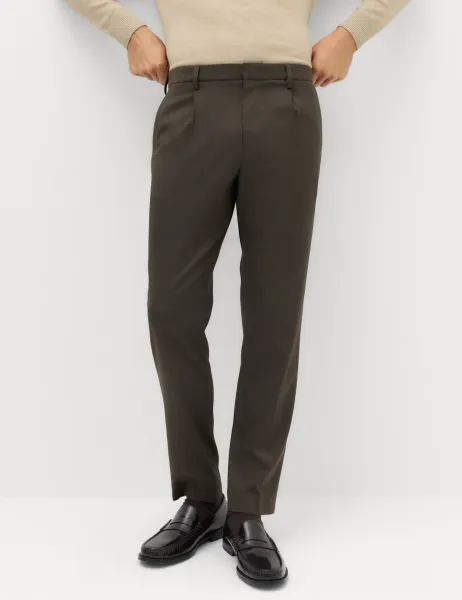 Marks & Spencer Tailored Fit Stretch Smart Trousers Dark Chocolate