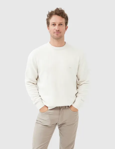 Rodd & Gunn Gunn Pure Cotton Crew Neck Jumper Natural