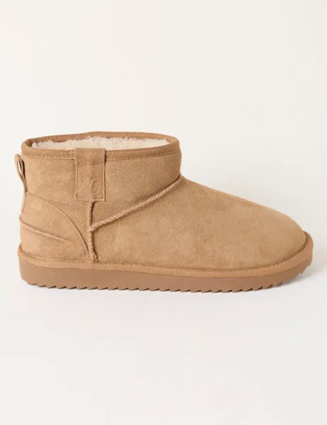 FatFace Suede Flat Mini Boot Slippers Tan