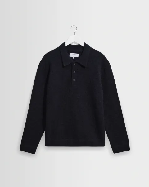 Ashford - Navy Fluffy Wool Polo