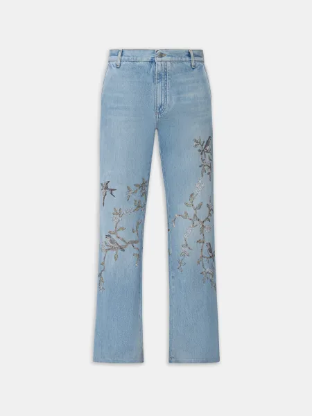 FLORAL EMBELLISHED JEAN - Sunset Blue