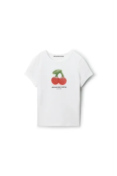 CHERRY GRAPHIC TEE WITH CONTRAST TRIM