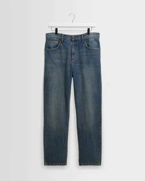 Wax London Russell - Mid Blue Faded Vintage Straight Fit Denim Jeans