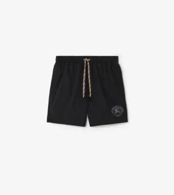 Knight Crest Swim Shorts in Black