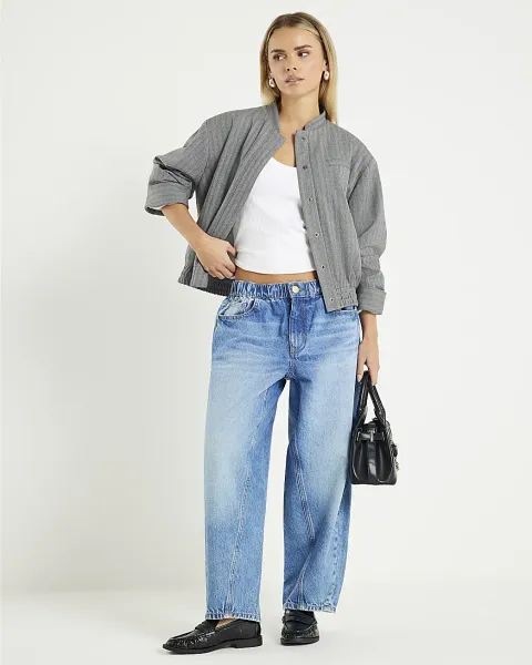 River Island Petite Denim Elasticated Barrel Jeans