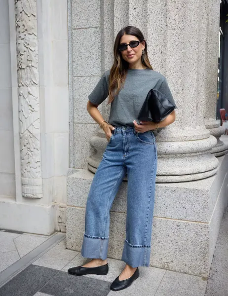 WAT THE BRAND Mid Rise Straight Leg Jeans Blue Denim