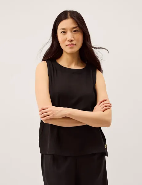 Monsoon Tank Top with Linen Black