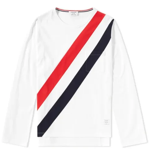 Long Sleeve Diagonal Stripe Pocket Tee