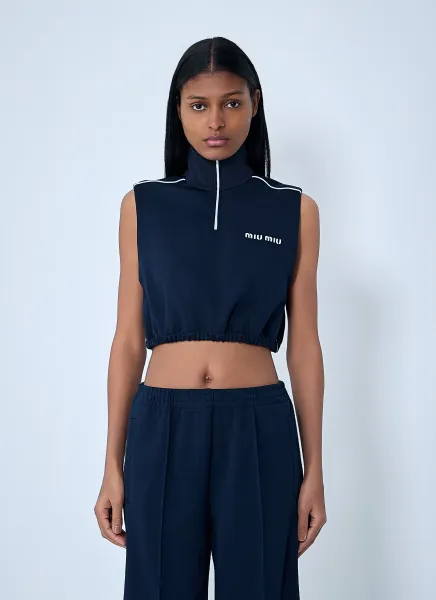 Sleeveless High-Neck Crop Top
